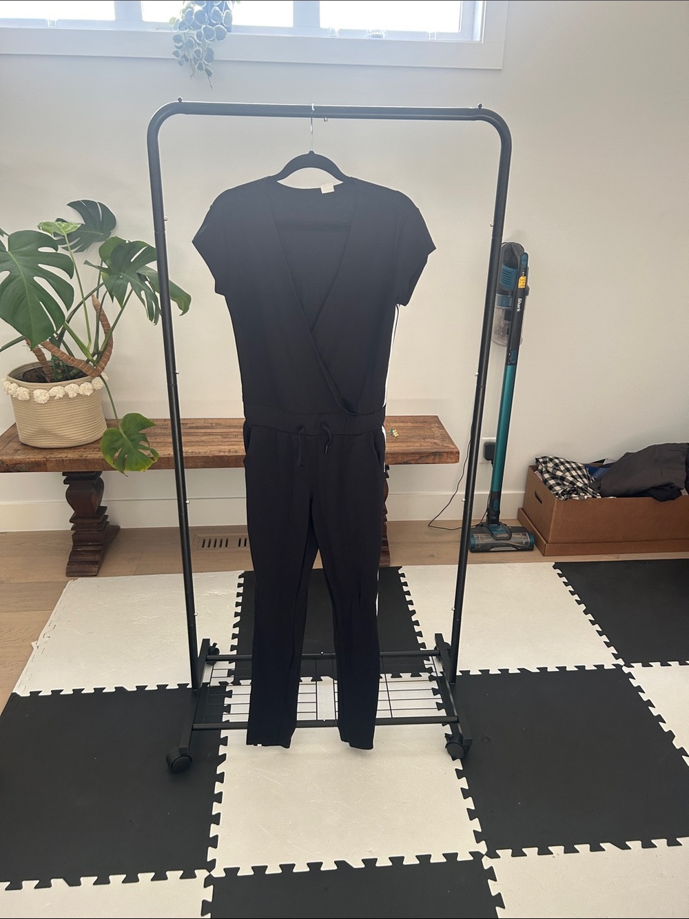 Classic Black Short-Sleeve Jumpsuit - Women's